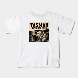 Tasman National Park Old Style Ink Drawing Kids T-Shirt